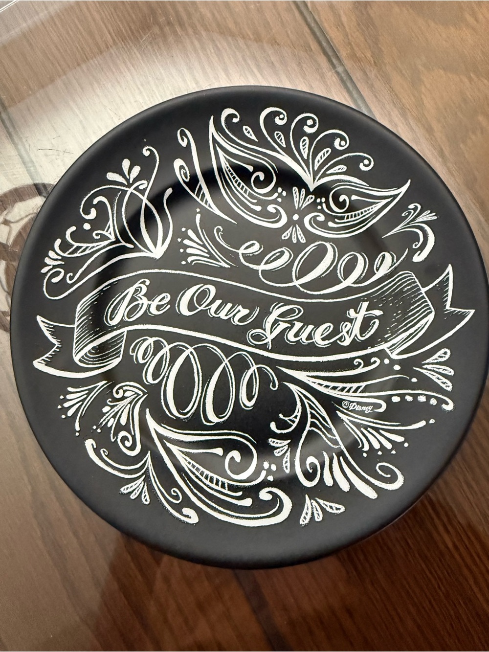 Disney beauty and the beast Script "Be Our Guest" dessert plate